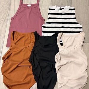 SHEIN Women's Tank Tops - Pink, Black, Brown, Cream, and White